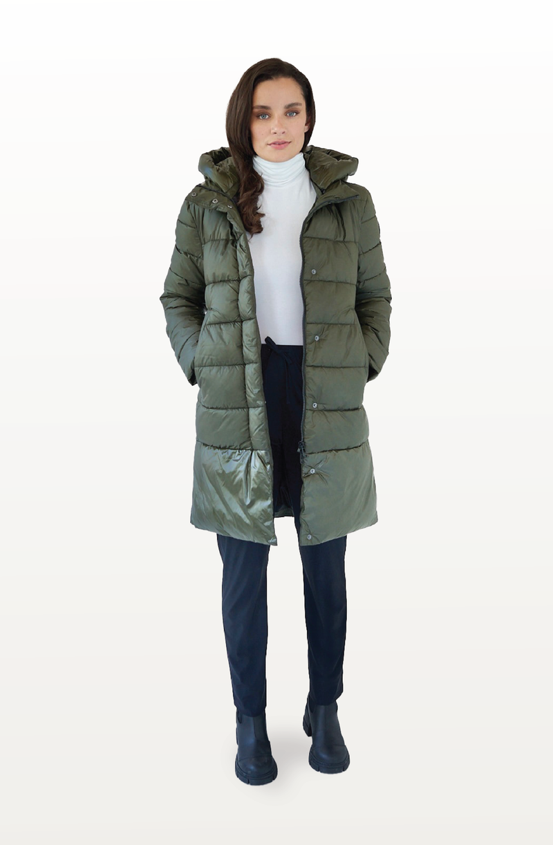 CHEPSTOW long dark olive green puffer jacket