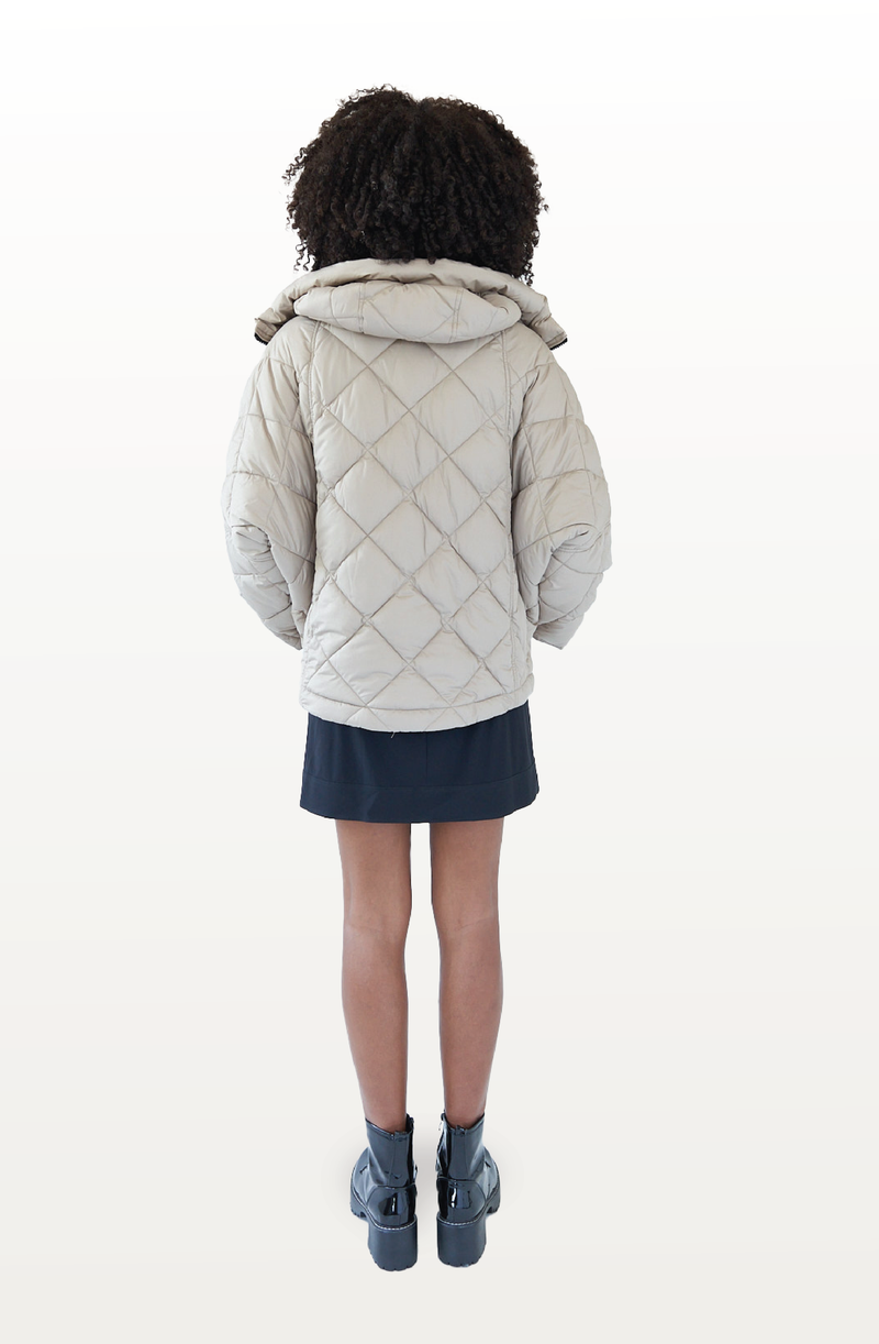 PRINCEDALE short beige cape puffer jacket