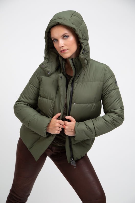 COLVILLE II olive green puffer jacket I recycled vegan puffer jacket –  culthread