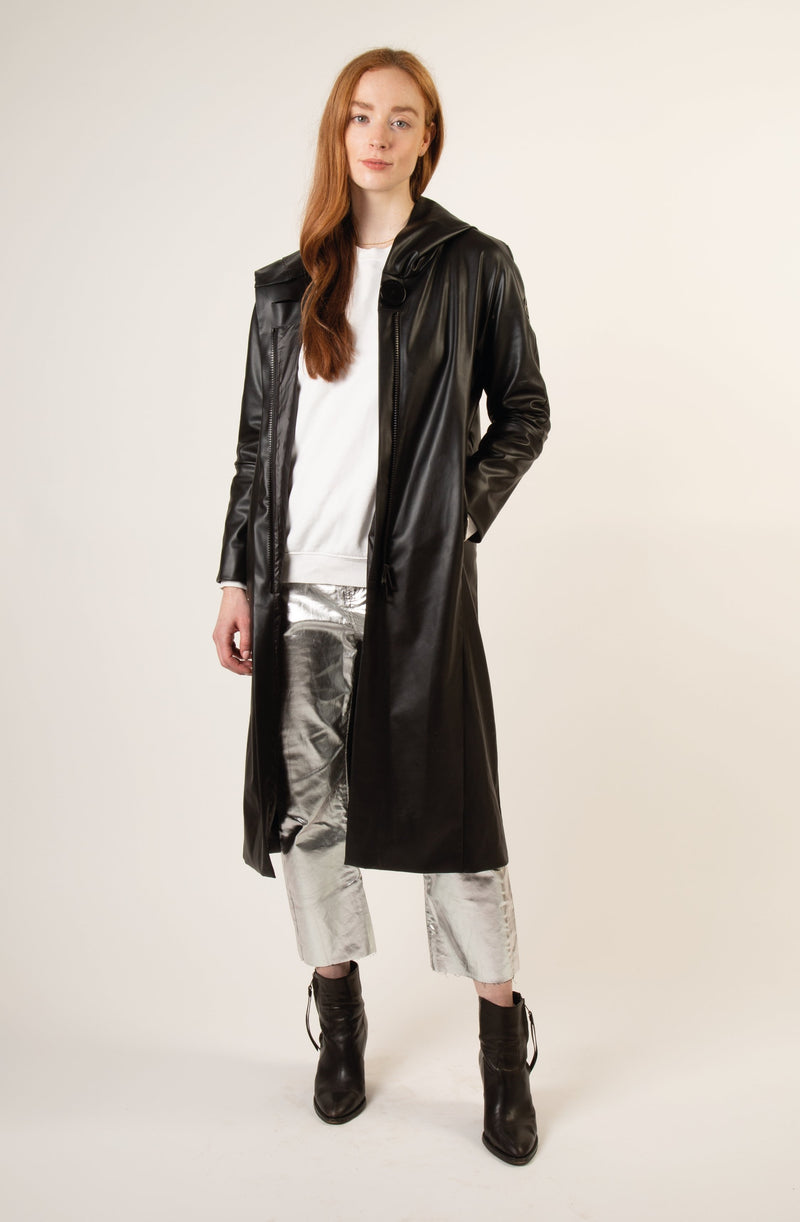 RECYCLED VEGAN LEATHER long coat - culthread