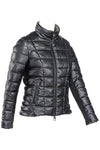 short black puffer jacket recycled vegan leather