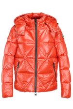 short puffer, orange, puffer jacket