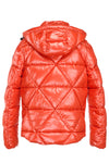 short puffer, orange, puffer jacket