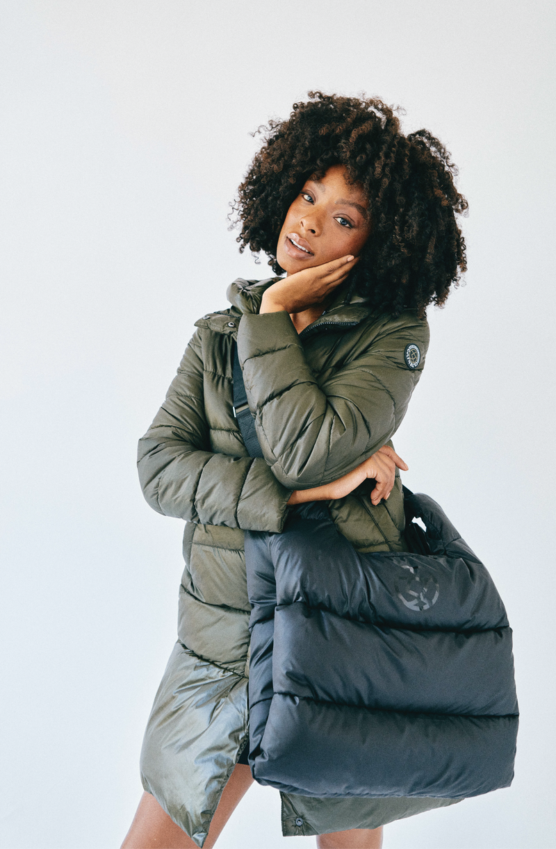 black, puffer bag