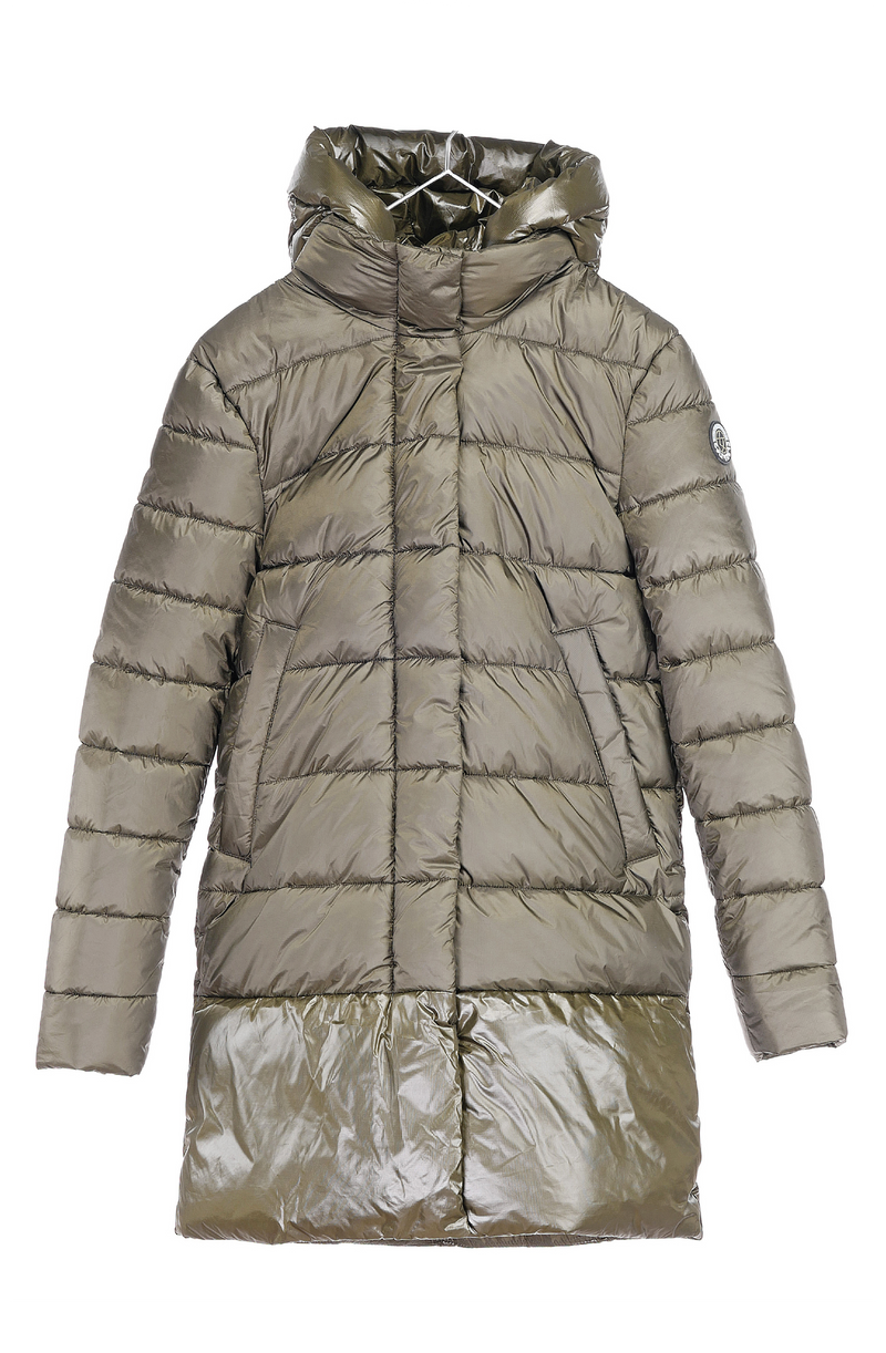 long puffer, green, olive, puffer jacket