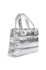 VEGAN LEATHER silver puffer bag - culthread