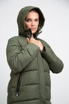 recycled sustainable olive green long puffer jacket - culthread