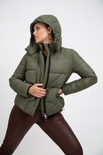 RECYCLED olive green puffer jacket - culthread