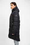 RECYCLED black long puffer jacket - culthread