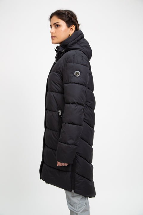 RECYCLED black long puffer jacket - culthread