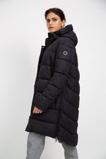 RECYCLED black long puffer jacket - culthread