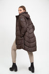 RECYCLED brown long puffer jacket - culthread