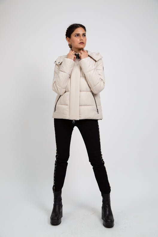 RECYCLED stone beige puffer jacket - culthread