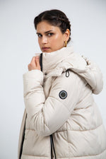 RECYCLED stone beige puffer jacket - culthread
