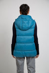 DEADSTOCK sky blue sleeveless puffer jacket - culthread