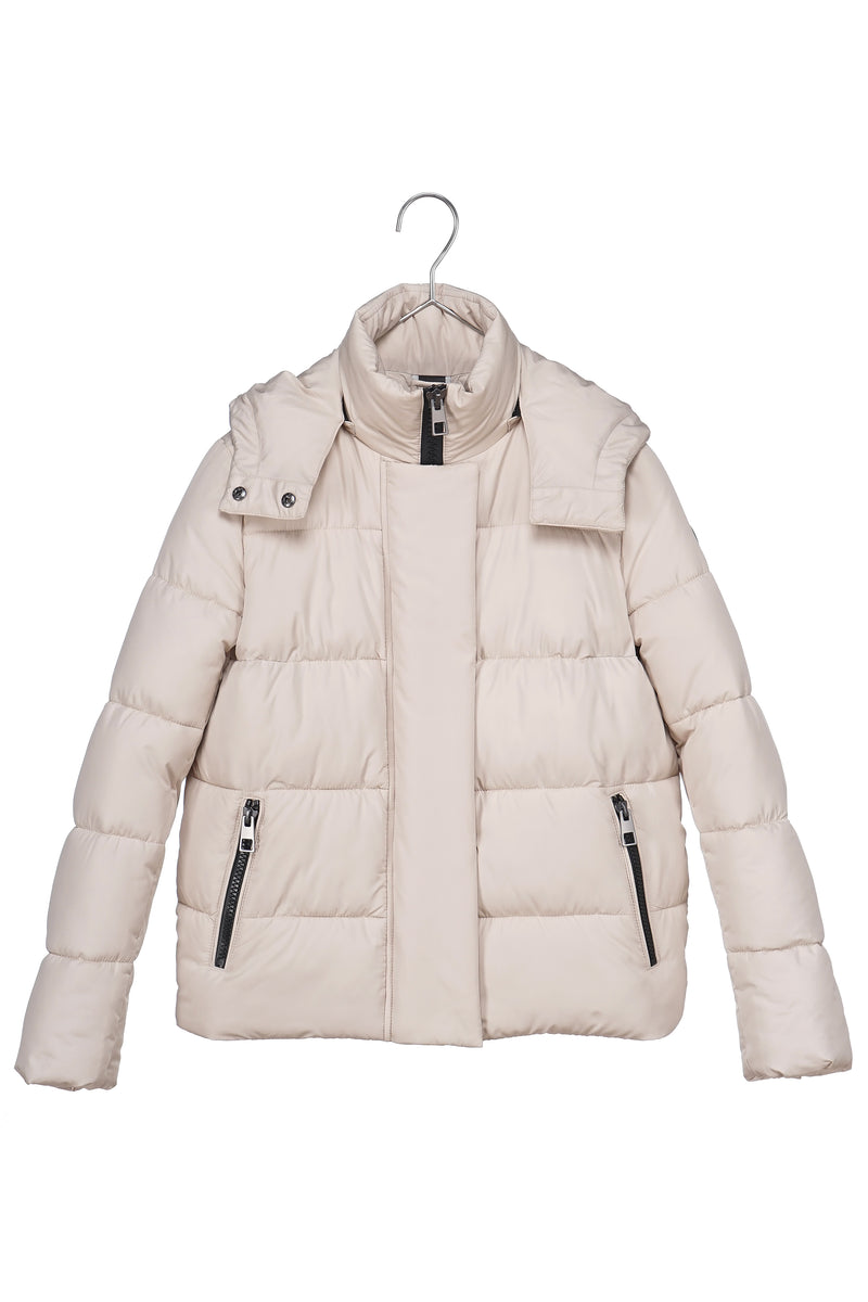 RECYCLED stone beige puffer jacket - culthread