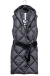 RECYCLED black long sleeveless puffer jacket - culthread