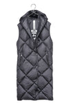 RECYCLED black long sleeveless puffer jacket - culthread