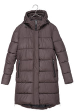 RECYCLED brown long puffer jacket - culthread