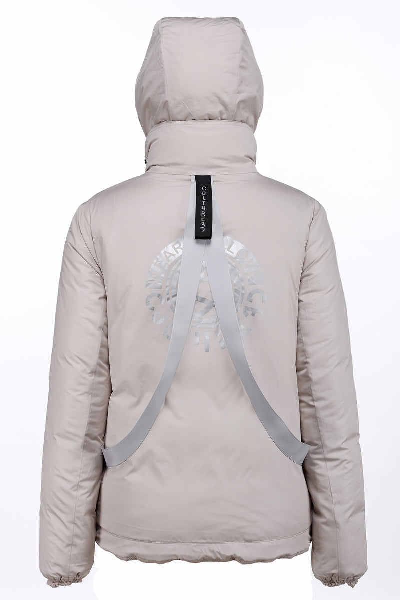 RECYCLED stone beige puffer jacket - culthread