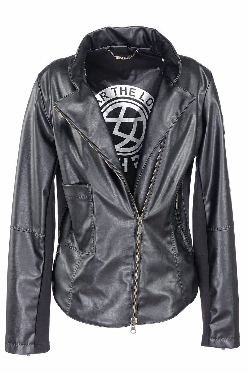 RECYCLED VEGAN LEATHER biker jacket - culthread