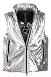 VEGAN LEATHER silver sleeveless puffer jacket - culthread