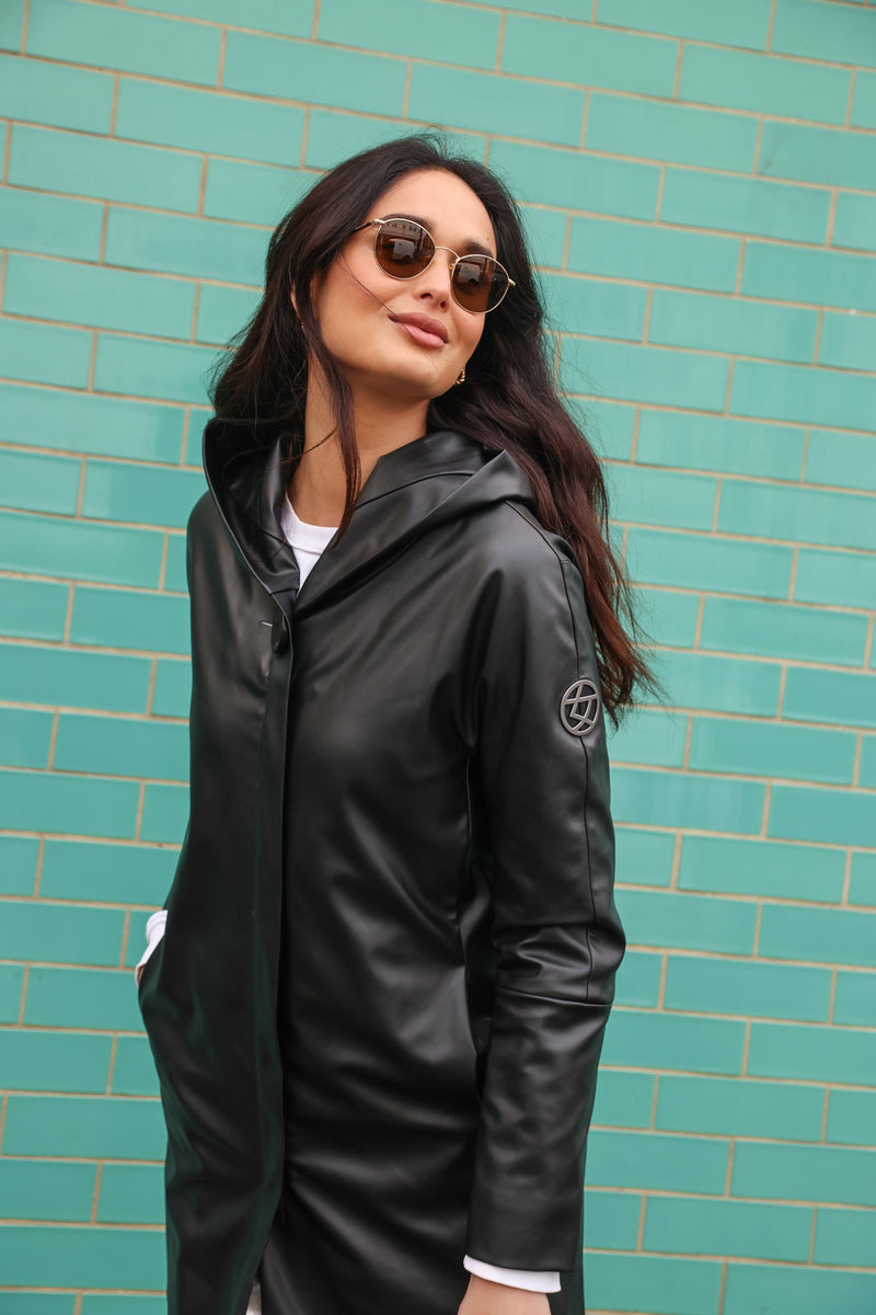 RECYCLED VEGAN LEATHER long coat - culthread