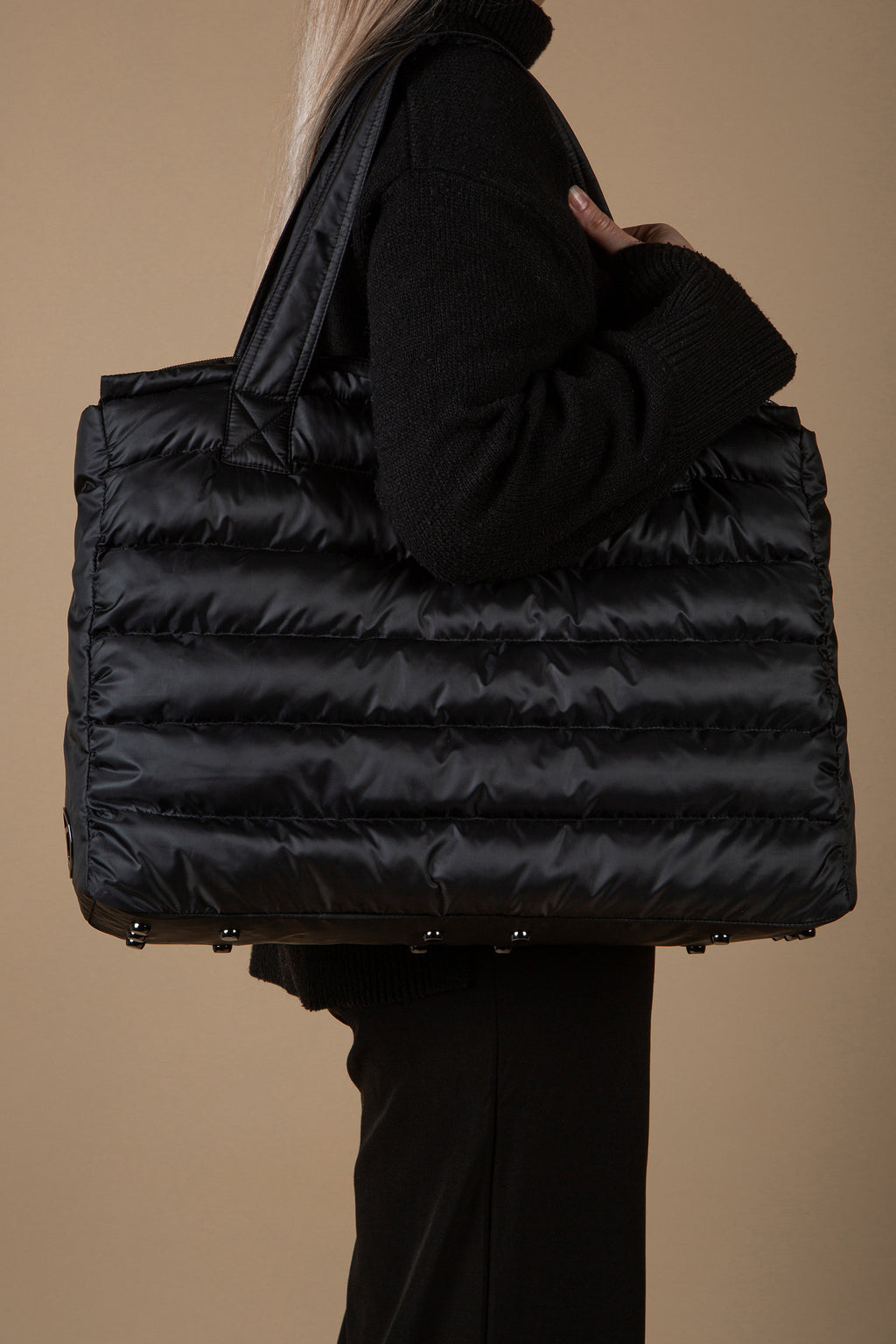 BLENHEIM large black puffer tote bag - [culthread]