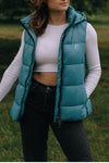 DEADSTOCK sky blue sleeveless puffer jacket - culthread