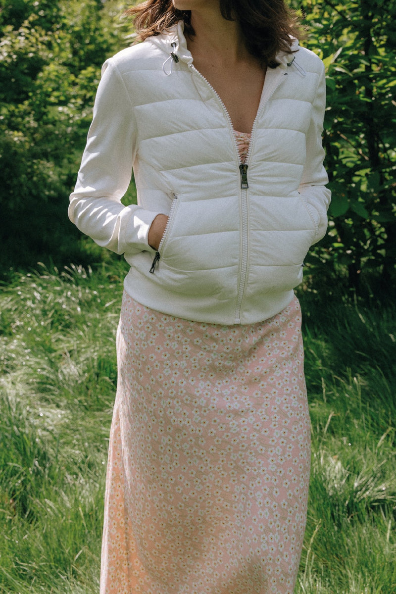 SWEATSHIRT-JACKET white sweatshirt bomber jacket - culthread