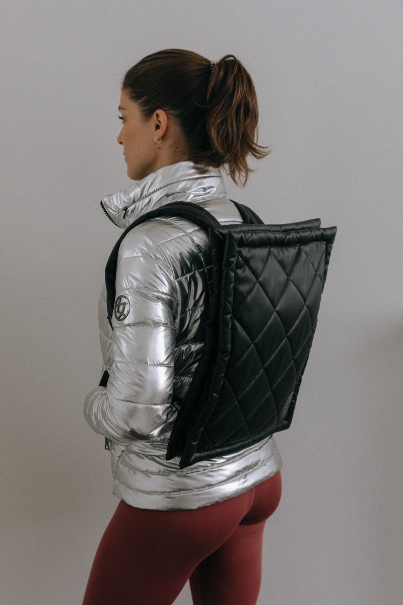 RECYCLED silver short puffer jacket - culthread