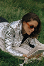 RECYCLED silver short puffer jacket - culthread